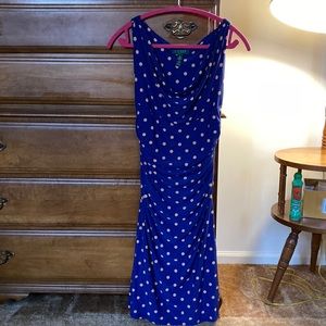 Ralph Lauren navy and tan polka dot dress.  Size 6